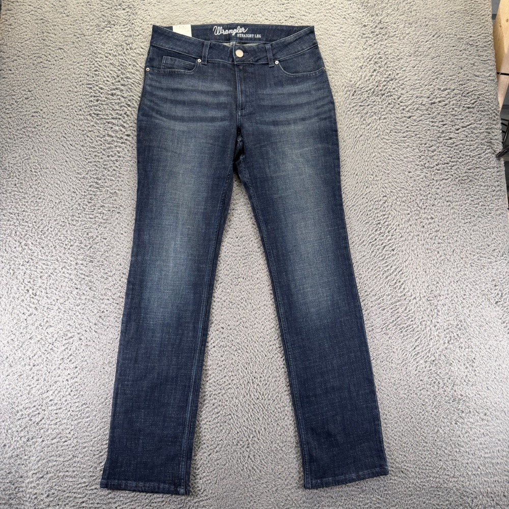 Wrangler Jeans Women 12 Blue Cotton Denim Straight Workwear Travel Faded Stretch